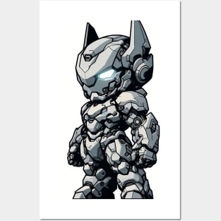 Chibi Neko Mecha Grey Posters and Art